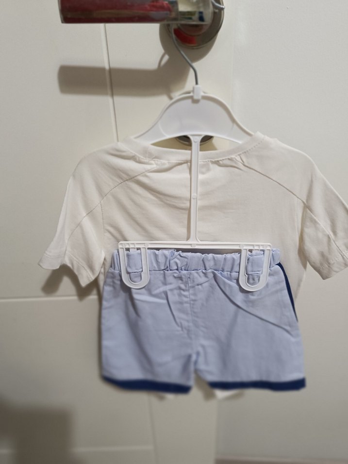 Erkek Çocuk Beyaz Kısa Kollu Baskılı Tişört takımı - Görsel 2