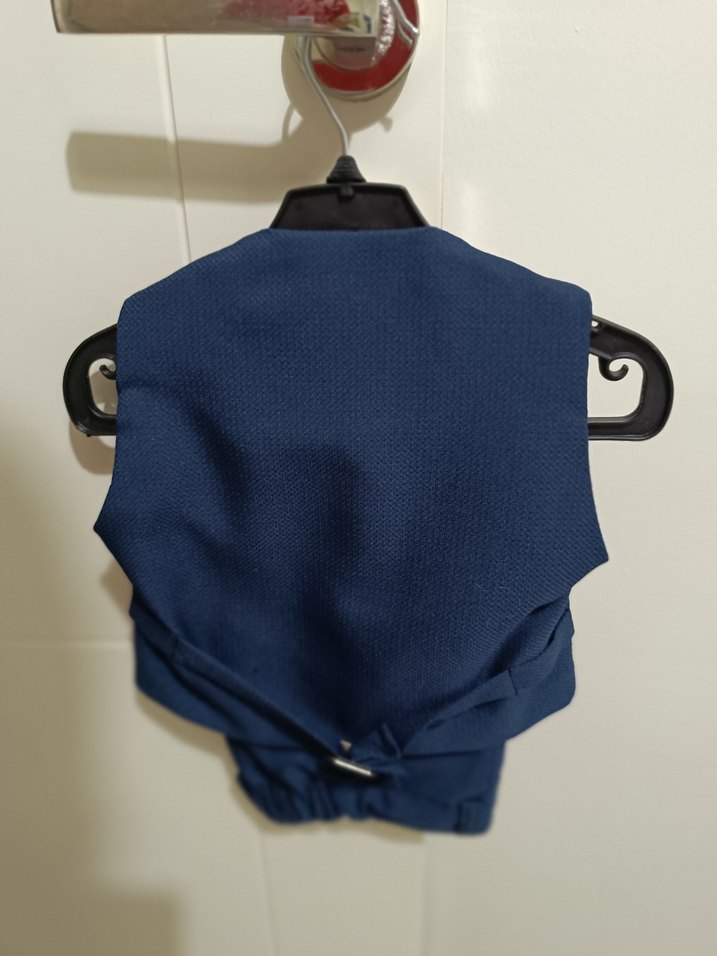 Erkek Çocuk Koyu Mavi Düğmeli Yelek Takım - Görsel 2