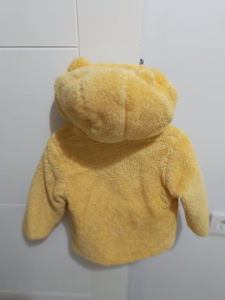 Sarı Düğmeli  Peluş Mont - Görsel 2