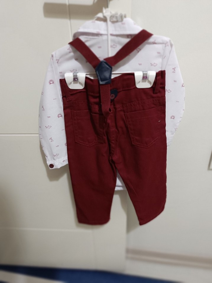 Bordo Erkek Bebek Askılı Takım - Görsel 2