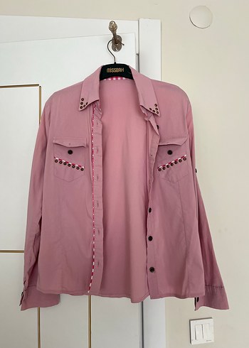 Zara Pembe Metal Detayli Rahat Gomlek