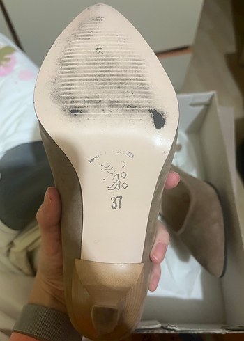 Bej Süet Çivi Topuklu Kadın Stiletto - Görsel 2