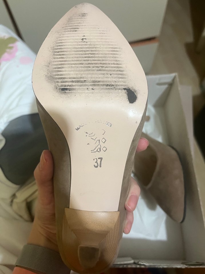 Bej Süet Çivi Topuklu Kadın Stiletto - Görsel 2