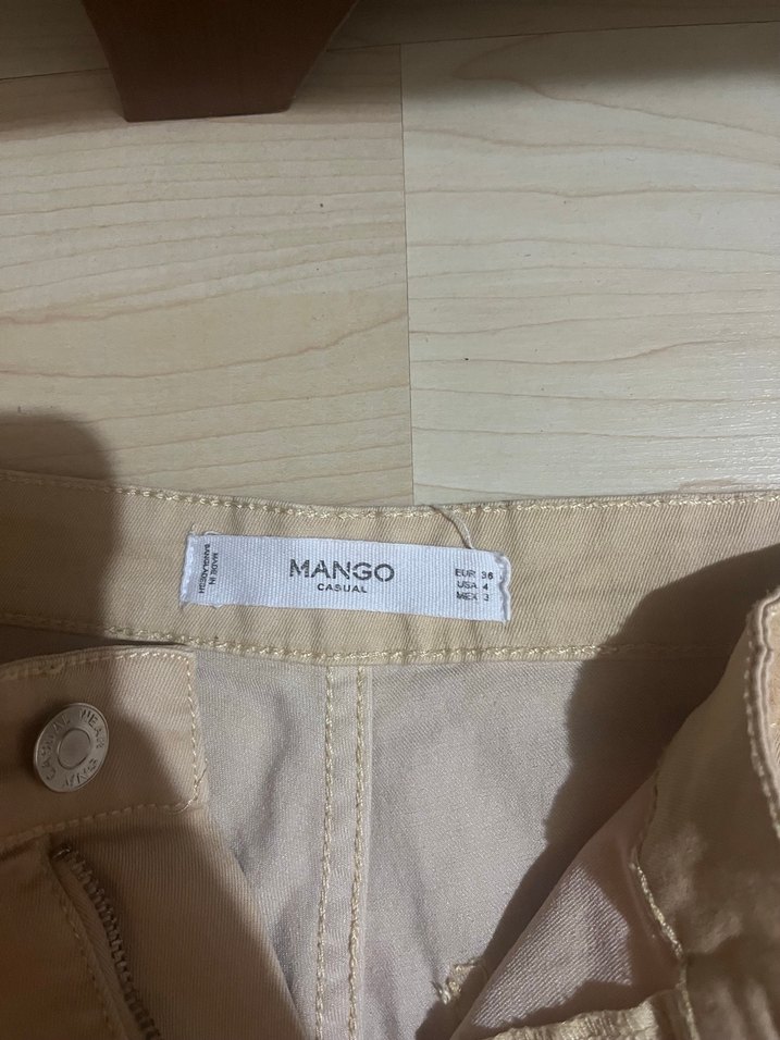 Bej Kadın Ketenvari Kumaş Pantolon - Görsel 3