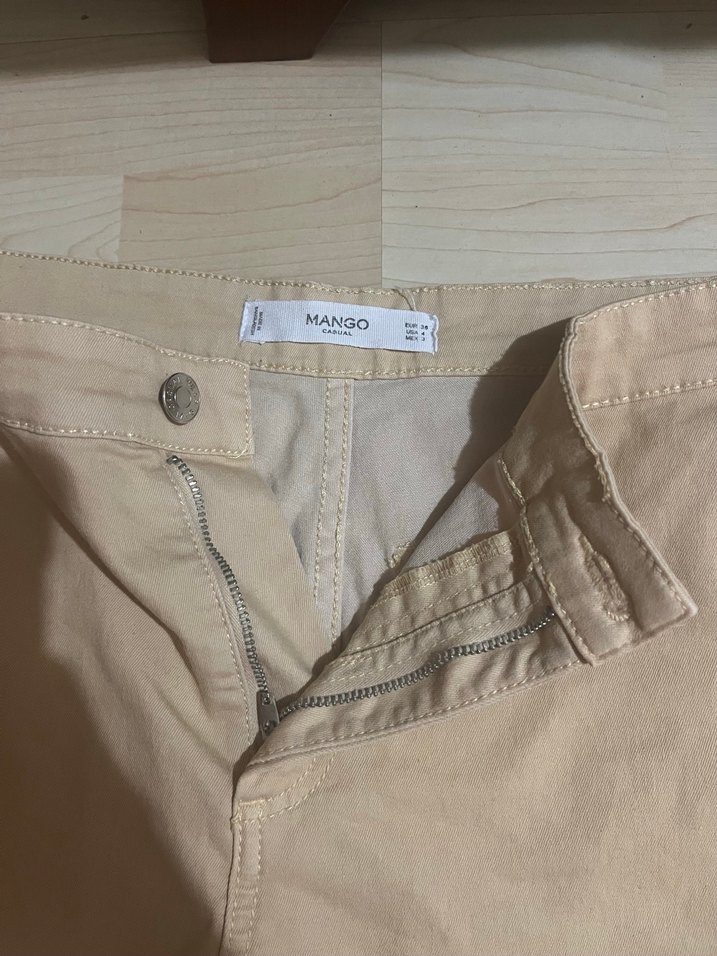 Bej Kadın Ketenvari Kumaş Pantolon - Görsel 2