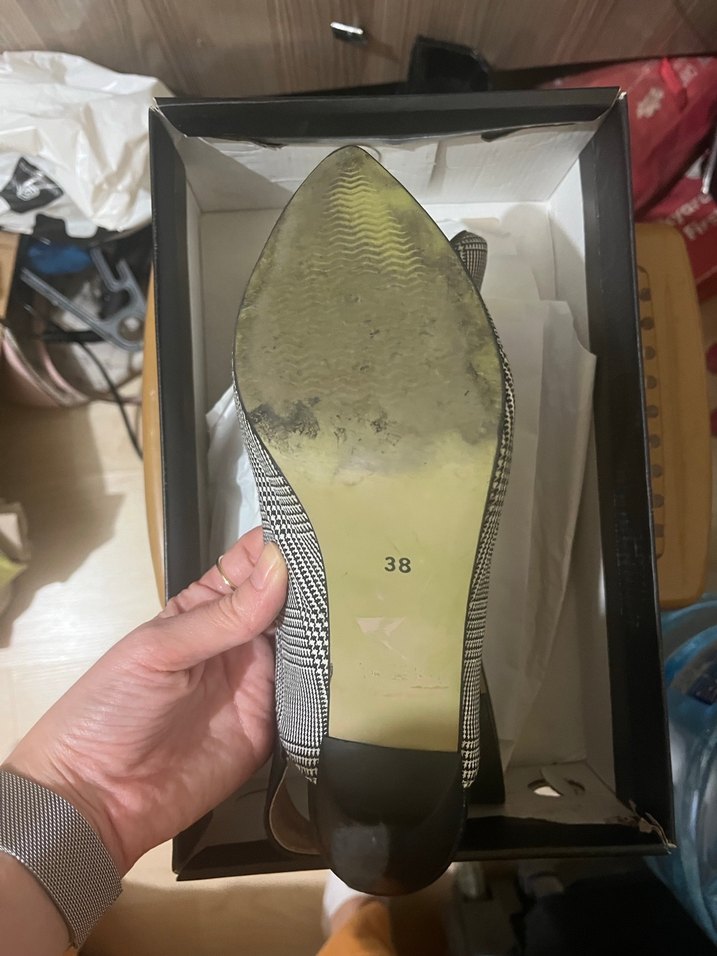 Kare desenli kadın stiletto - Görsel 3