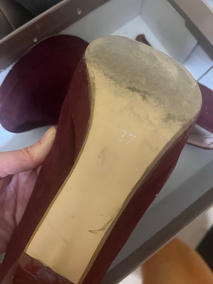 Bordo Süet İnce Topuklu Platform Tabanlı Kadın Stiletto - Görsel 2