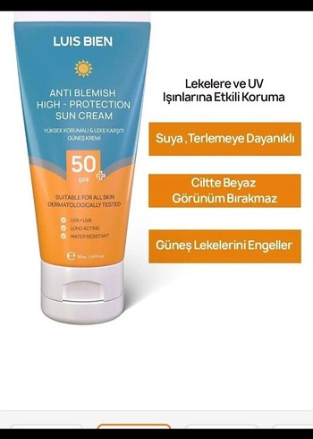  Beden Luis Bien SPF 50 Yüksek Koruma Güneş Kremi