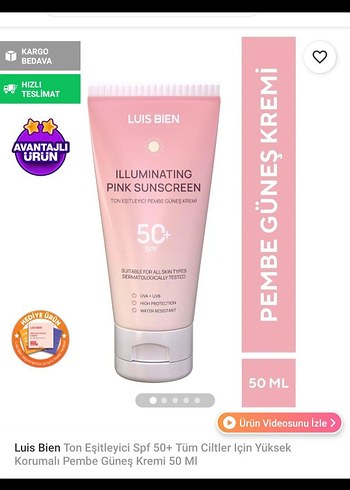  Beden Renk Luis Bien Aydınlatıcı Pembe Güneş Kremi SPF 50