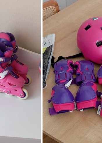Pembe Çocuk Paten Seti ve Koruyucu Ekipman