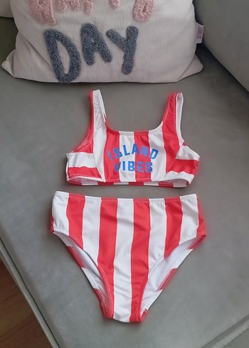 Kız Çocuk Renkli Çizgili Bikini