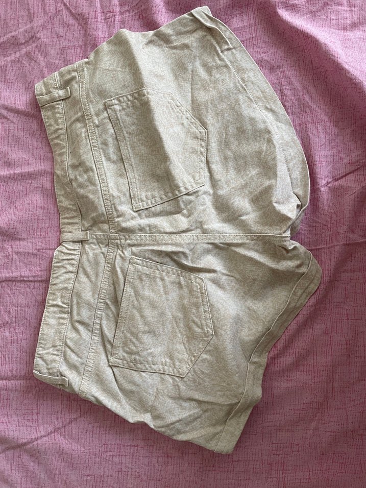 Bej Keten Mini Şort - Görsel 2