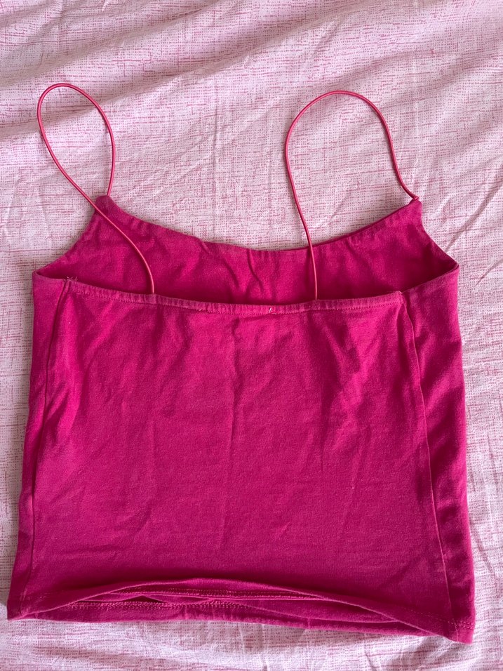 Pembe İnce Askılı Kadın Crop - Görsel 2