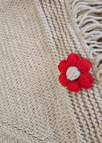 Kız Çocuk Nakışlı Bohem Örgü Pelerin - Görsel 2