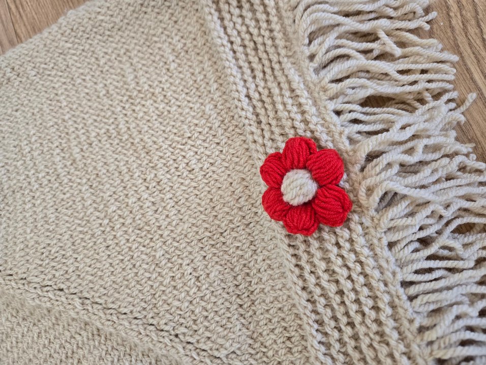 Kız Çocuk Nakışlı Bohem Örgü Pelerin - Görsel 2