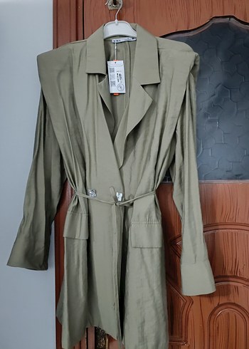 haki yeşili Uzun Kollu  Kadın Blazer Ceket - Görsel 4