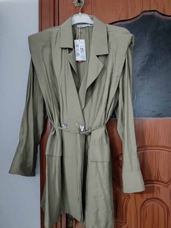 haki yeşili Uzun Kollu  Kadın Blazer Ceket - Görsel 4