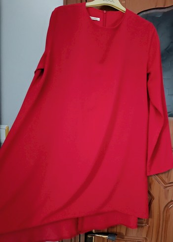 Kırmızı Uzun Kollu Salaş Tunik - Görsel 3