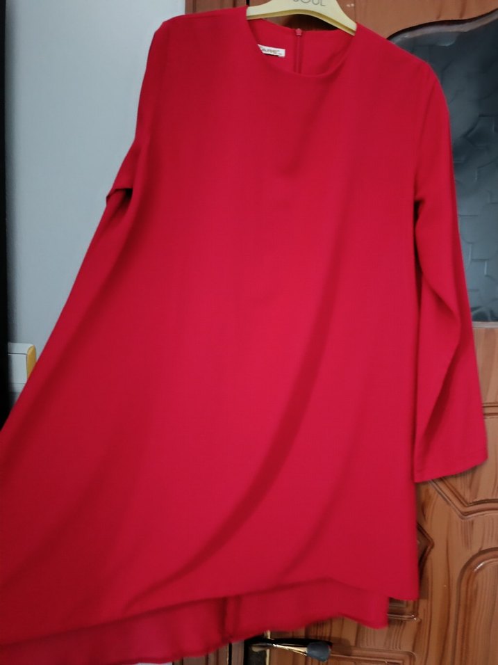 Kırmızı Uzun Kollu Salaş Tunik - Görsel 3