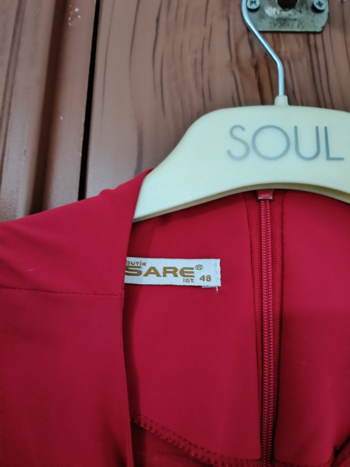 Kırmızı Uzun Kollu Salaş Tunik - Görsel 2