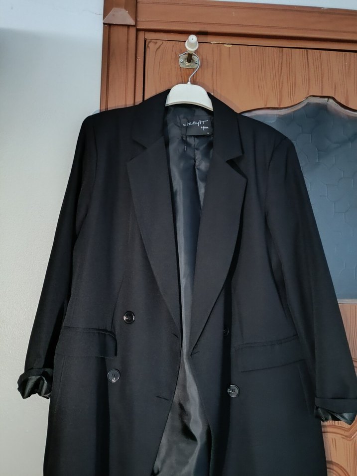 Düğmeli Siyah  Kadın blazer ceket - Görsel 5
