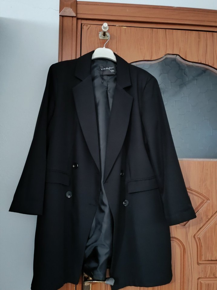 Düğmeli Siyah  Kadın blazer ceket - Görsel 4