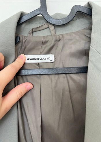 40 Beden Haki Kadın Keten Düğmeli Blazer Ceket