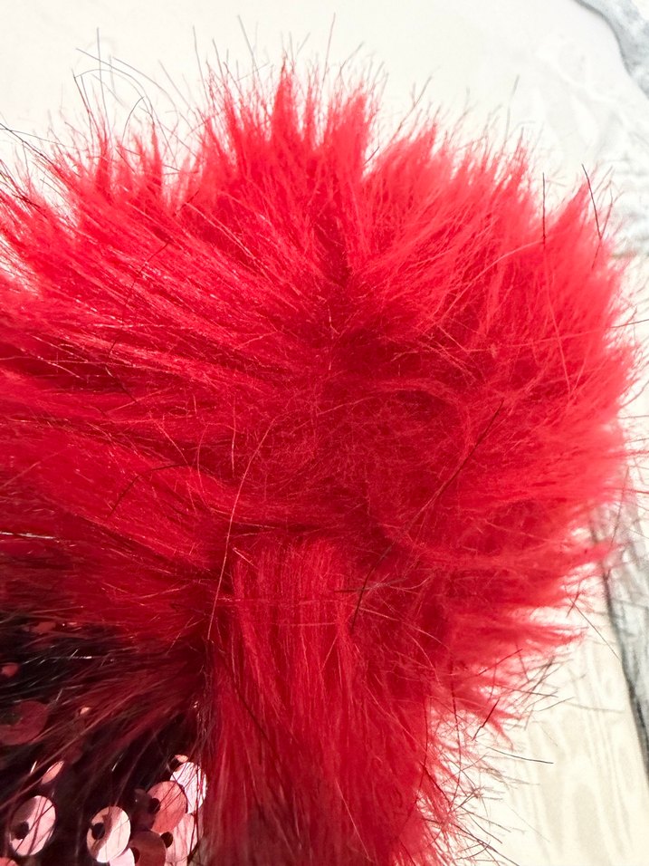 Bordo Kürklü Payetli Kadın Bere - Görsel 3