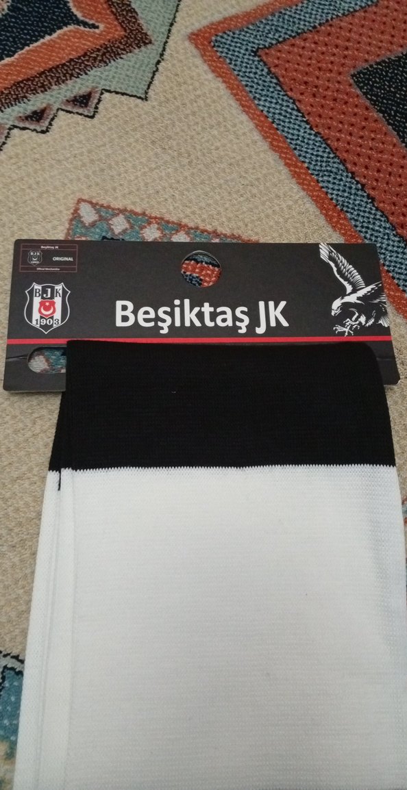 Beşiktaş Nakışlı Siyah Gri Erkek Atkı - Görsel 4