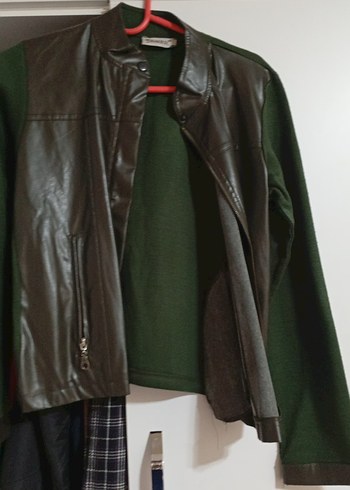 Yeşil Deri Biker Ceket - Görsel 2