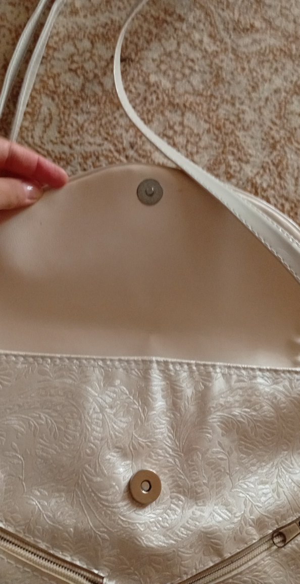 Beyaz Deri Kadın Çanta Fermuarlı - Görsel 2