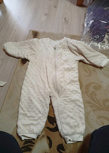 Beyaz Fermuarlı Bebek Tulumu - Görsel 2
