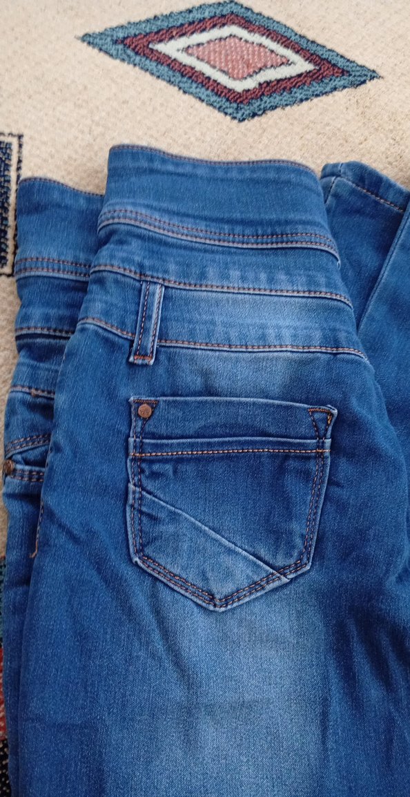 Renkli Batik Desenli Bol Kesim Kadın Kot Pantolon - Görsel 3