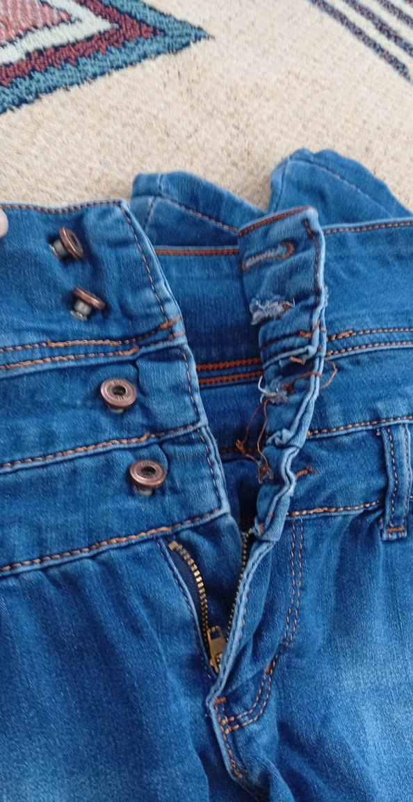 Renkli Batik Desenli Bol Kesim Kadın Kot Pantolon - Görsel 5