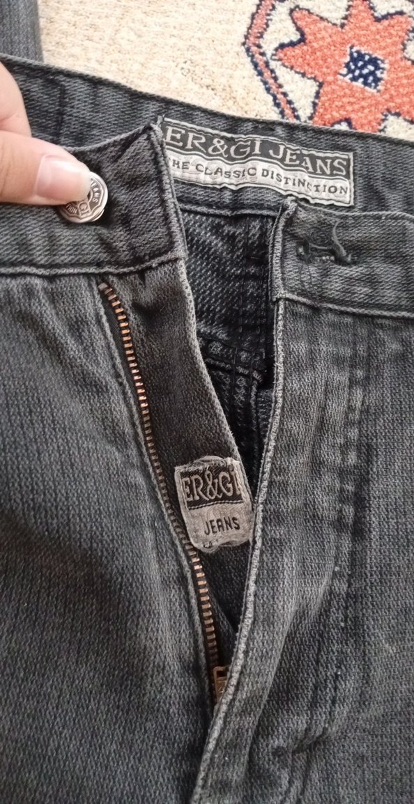 Düğmeli Gri Kadın Denim Pantolon - Görsel 3