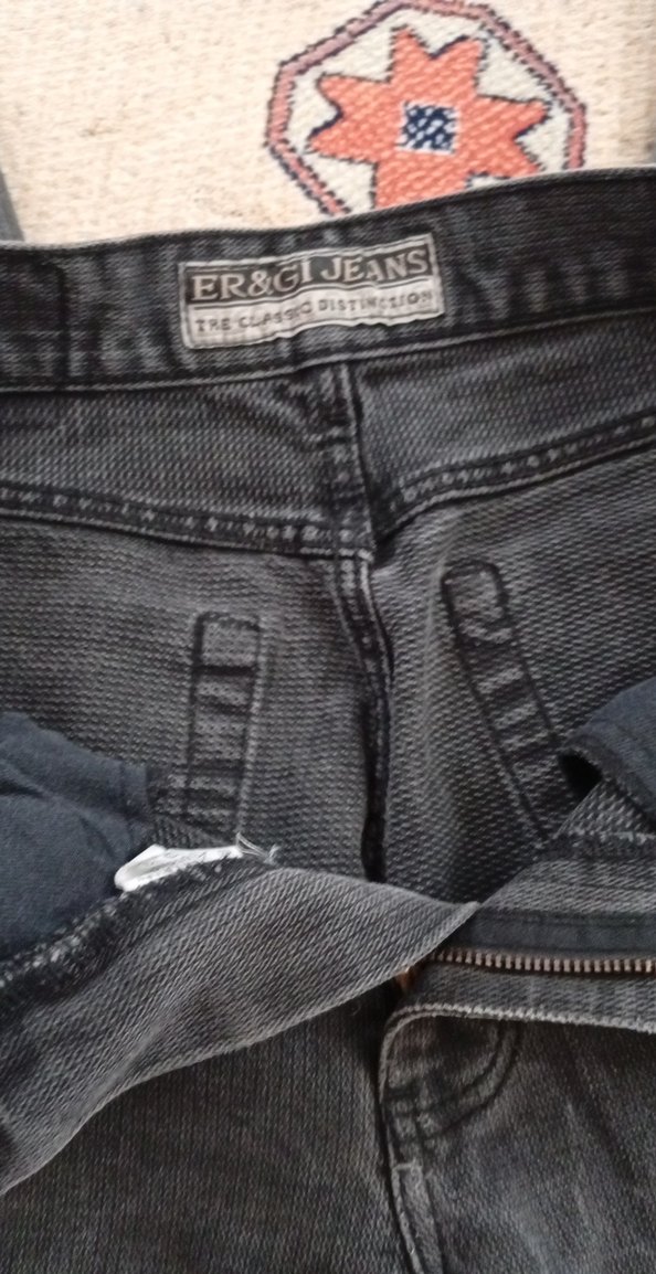 Düğmeli Gri Kadın Denim Pantolon - Görsel 5