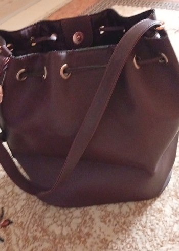 Bordo Deri Kadın Çanta Fermuarlı - Görsel 6