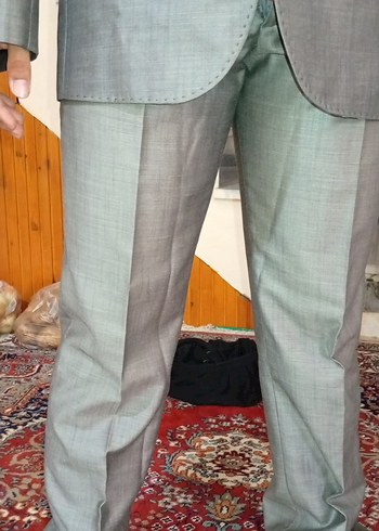 Gri Düğmeli Erkek Takım Elbise - Görsel 6