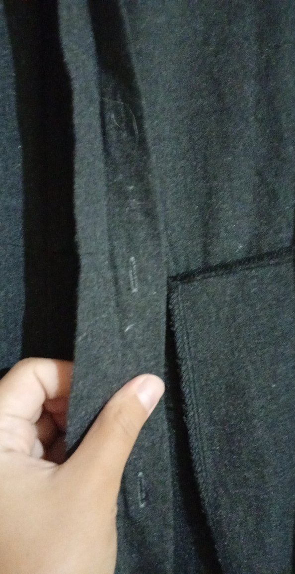 Uzun Gri Keten Kadın Palto - Görsel 4