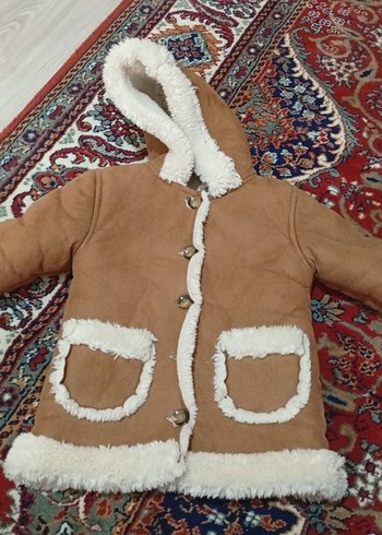 Kürklü Kapüşonlu Kahverengi kız Çocuk Kabanı - Görsel 2
