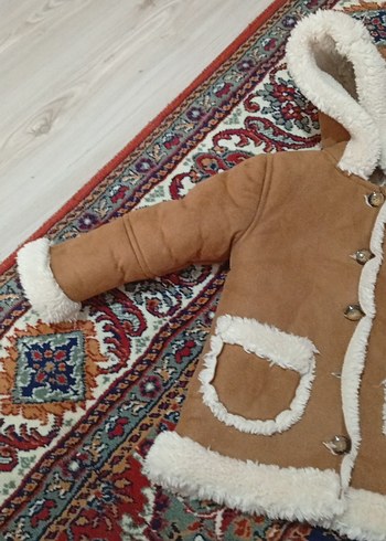 Kürklü Kapüşonlu Kahverengi kız Çocuk Kabanı - Görsel 3