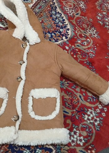 Kürklü Kapüşonlu Kahverengi kız Çocuk Kabanı - Görsel 4