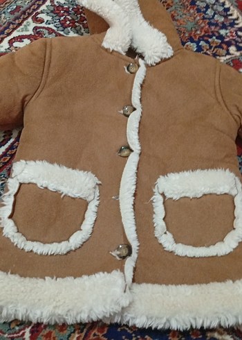 Kürklü Kapüşonlu Kahverengi kız Çocuk Kabanı - Görsel 5