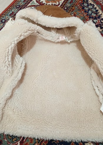 Kürklü Kapüşonlu Kahverengi kız Çocuk Kabanı - Görsel 6