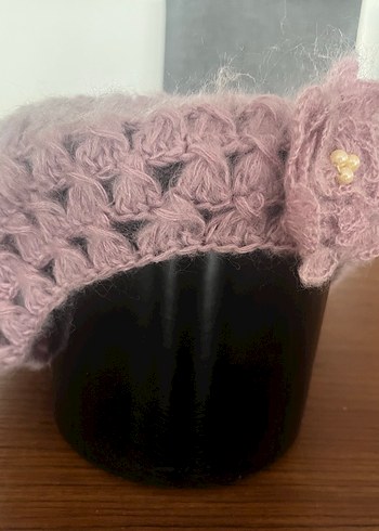 Gül kurusu renginde Örgü Kadın Bere - Görsel 5