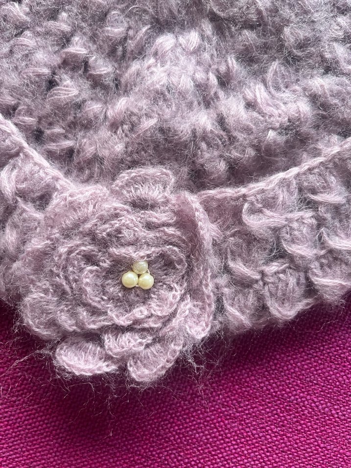 Gül kurusu renginde Örgü Kadın Bere - Görsel 3