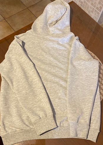 LC Waikiki Kapüşonlu Gri Baskılı Sweatshirt