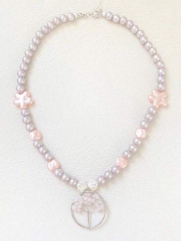 Pembe Quartz Taşlı Hayat Ağacı Coquette Pinterest Kolye
