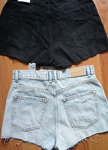 36 Beden PULL&BEAR ETİKETLİ MOM FIT ŞORT (SIYAH)