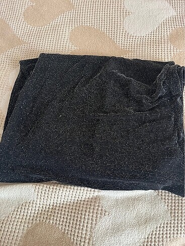 siyah simli straplez elbise - Görsel 6